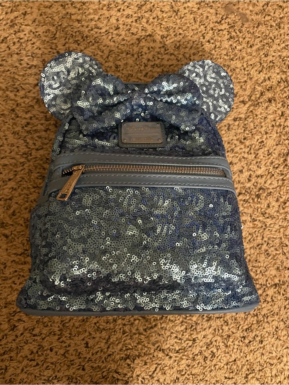 Minnie Mouse Sequined Loungefly Backpack Hydrangea Blue Disney